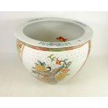 Large oriental ceramic fish bowl/ planter, D42.