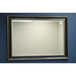 Pair rectangular black and silver finish framed mirror,