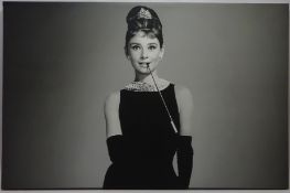 Audrey Hepburn, contemporary monochrome canvas print 78.5cm x 120.