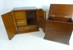 Early 20th Century oak smokers cabinet with brass fittings,