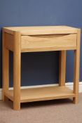 'Winsor' light oak side table, single drawer, W70cm, H76cm,
