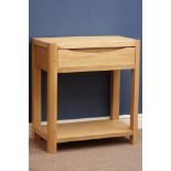 'Winsor' light oak side table, single drawer, W70cm, H76cm,