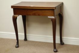19th century mahogany tea table with foldover top, W76cm, D38cm,