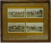 Polo Players, four Edwardian hand coloured prints after George Wright each 8.5cm x 15.