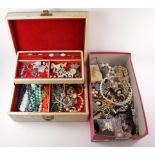 Hallmarked silver and costume jewellery in two boxes Condition Report <a