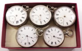Five hallmarked silver pocket watches Condition Report <a href='//www.