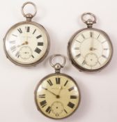 Silver pocket watch by S Lichtenstein Manchester no 13443 Birmingham 1890 and two similar watches