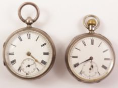Silver pocket watch by The Lancashire Watch Co Ltd no 44523 Chester 1894 and a similar watch