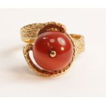 Gold ring set with a cornelian tested to 18ct Condition Report <a href='//www.