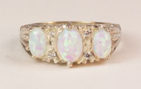 Three stone opal ring stamped sil Condition Report <a href='//www.davidduggleby.