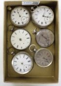 Six hallmarked silver or continental silver pocket watches Condition Report <a