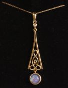Boulder opal silver-gilt pendant on chain stamped 925 Condition Report <a