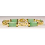 Jade link gold-plated bracelet stamped 925 Condition Report <a href='//www.