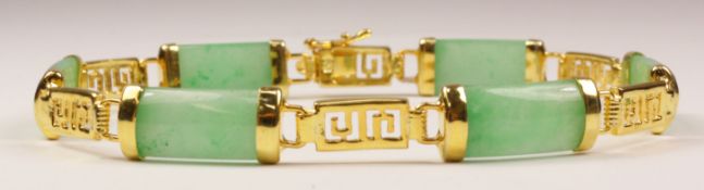 Jade link gold-plated bracelet stamped 925 Condition Report <a href='//www.