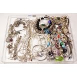 Hallmarked silver and costume jewellery in one tray Condition Report <a