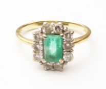 Emerald and diamond ring hallmarked 18ct Condition Report <a href='//www.