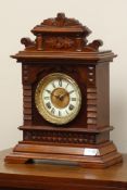 Edwardian walnut cased mantel clock,