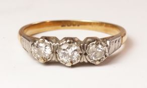 Three stone diamond ring stamped 18ct Condition Report <a href='//www.