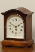 Small 20th century mahogany cased mantel clock, arched shape top, Junghans movement,