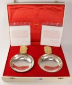 Pair of York Minster beaten silver limited edition bowls designed by Hector Miller to commemorate