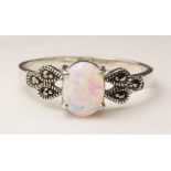 Single stone opal and marcasite ring stamped 925 Condition Report <a