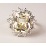Yellow sapphire and brilliant diamond cluster ring hallmarked 18ct Condition Report