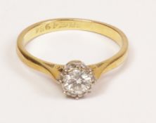 Single stone diamond ring hallmarked 9ct approx 0.