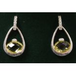 Pair of lemon topaz drop ear-rings stamped 925 Condition Report <a href='//www.