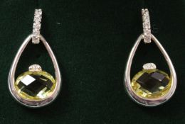 Pair of lemon topaz drop ear-rings stamped 925 Condition Report <a href='//www.