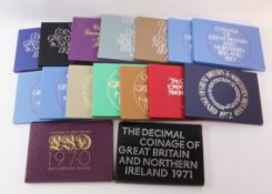 Coins - Set of 16 GB & Northern Ireland Proof/Coinage sets 1970-1982 (inc.