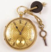 18ct gold pocket watch by G Wilks of Middlesboro' no 54233 London 1873 diameter 52mm approx 111.