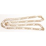 Flattened chain link necklace hallmarked 9ct approx 17.