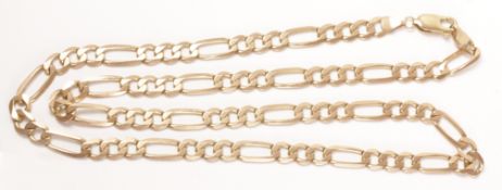 Flattened chain link necklace hallmarked 9ct approx 17.