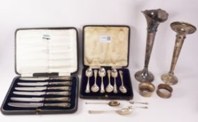 Set of six silver fiddle shell and thread teaspoons Sheffield 1913 cased,
