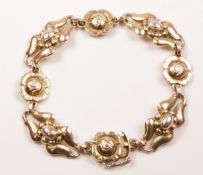 Georg Jensen rose gold-plated silver bracelet the links in the form of stylised flowers,