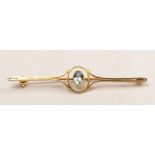 Aquamarine bar brooch stamped 15ct Condition Report <a href='//www.