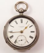 Silver pocket watch by W H Peake Codnor Chester 1895 no 71879 Condition Report