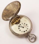 Hebdomas Patent 8 day Swiss made silver pocket watch import marks London 1919 visible escapement