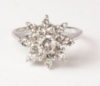 Diamond snowflake cluster white gold ring stamped 14KP Condition Report <a