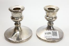 Pair of dwarf silver candlesticks by John Rose Birmingham 1964 8cm Condition Report
