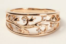 Rose gold-plated floral ring stamped 925 Condition Report <a href='//www.