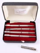 Set of four Bridge pencils stamped sterling silver in case with spare leads Condition