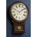 Late 19th century stained beech wall clock, circular dial signed 'Ansonia',