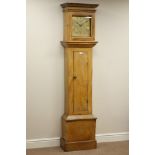 Late 18th century light country elm longcase clock,