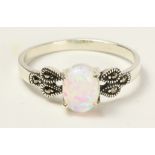 Opal and marcasite ring stamped 925 Condition Report <a href='//www.