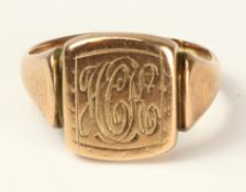 Rose gold signet ring hallmarked 9ct approx 5.