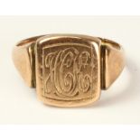 Rose gold signet ring hallmarked 9ct approx 5.