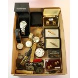 Gentlemen's vintage wristwatches, cuff-links, penknives,