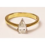 Tear drop diamond ring hallmarked 18ct Condition Report <a href='//www.