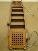 Teak yacht Boarding ladder with six treads and folding top,